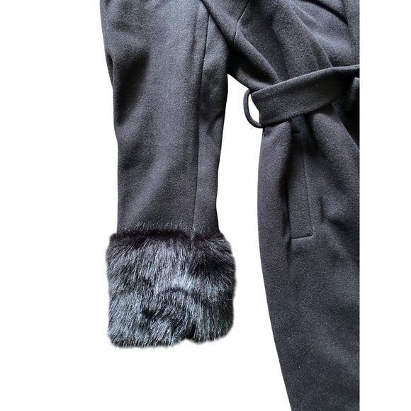 City Chic Black Coat Fluffe – Size 16 Faux Fur Cuff Belted Jacket NEW - Picture 14 of 16
